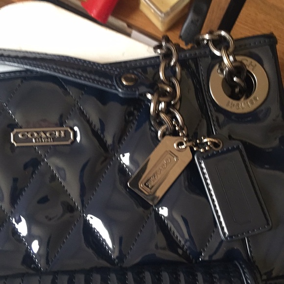 Navy Patent Coach Purse & Wallet Set - Picture 3 of 7